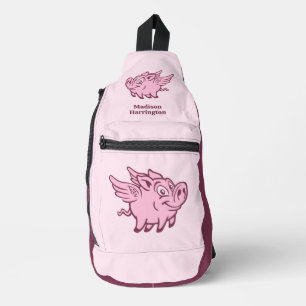 Custom Name Flying Pigs Sling Bag
