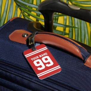 Custom name football jersey number athletic travel luggage tag