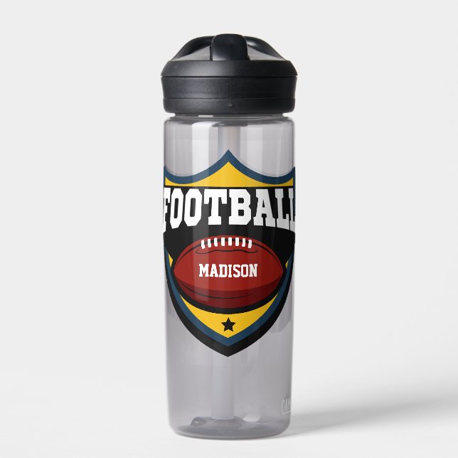 Custom Name Football Logo Water Bottle (Front)