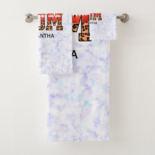Custom Name Football Mom | Mother's Day Bath Towel Set (Insitu)