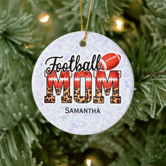 Custom Name Football Mom | Mother's Day Ceramic Ornament (Tree)