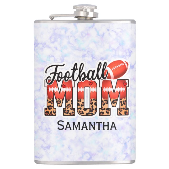 Custom Name Football Mom | Mother's Day Hip Flask (Front)
