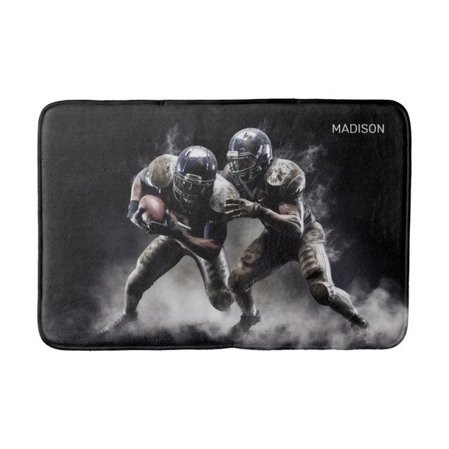 Custom Name Football Players Illustration Bath Mat (Front)