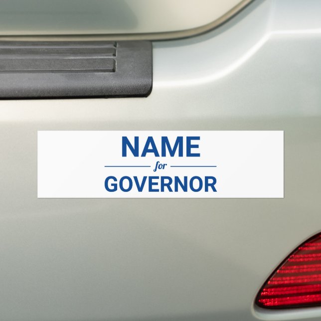 Custom Name for Governor White Blue Election Bumper Sticker (On Car)