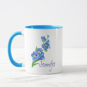 Custom Name Forget-me-not Garden Flower Floral art Mug