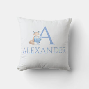 Custom Name Fox reading a book Nursery art Throw Pillow