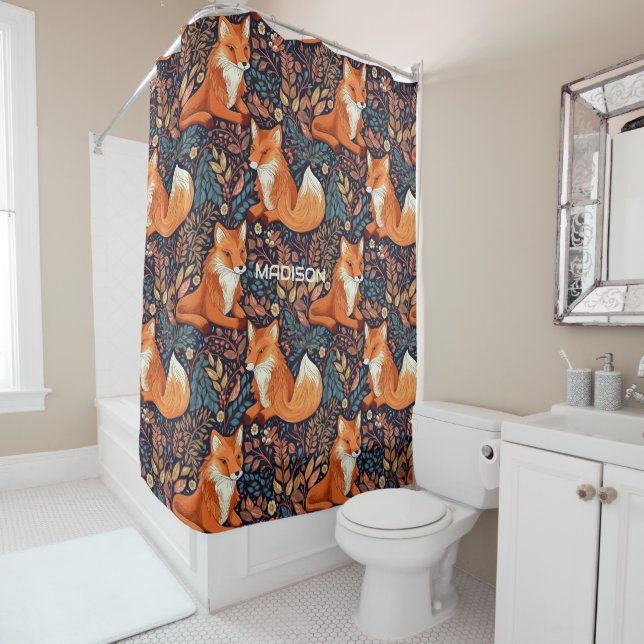 Custom Name Foxes and Leafs Pattern (In Situ)