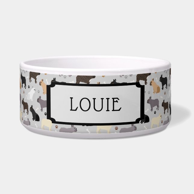 Custom Name French Bulldog Pattern Grey (Front)