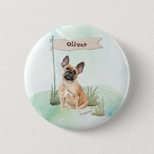 Custom Name French Bulldog Pet Dog 2 Inch Round Button