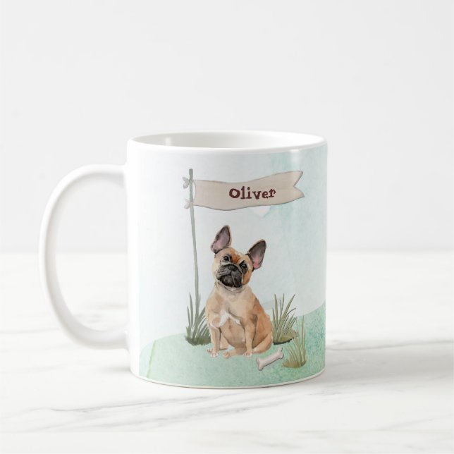 Custom Name French Bulldog Pet Dog Coffee Mug (Left)