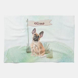 Custom Name French Bulldog Pet Dog Kitchen Towel