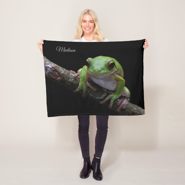 Custom Name Frog Fleece Blanket (In Situ)