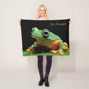 Custom Name Frog Fleece Blanket