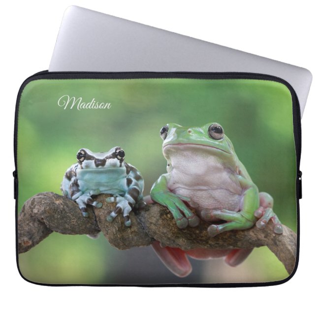 Custom Name Frog Laptop Sleeve (Front)