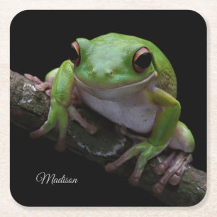 Custom name Frog paper coasters