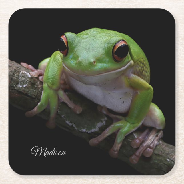 Custom name Frog paper coasters (Front)