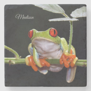 Custom name Frog Stone Coaster