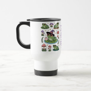 Custom name Frogs mushroom vibe Travel Mug