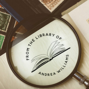 Custom Name From The Library Of Modern Round Ru Rubber Stamp