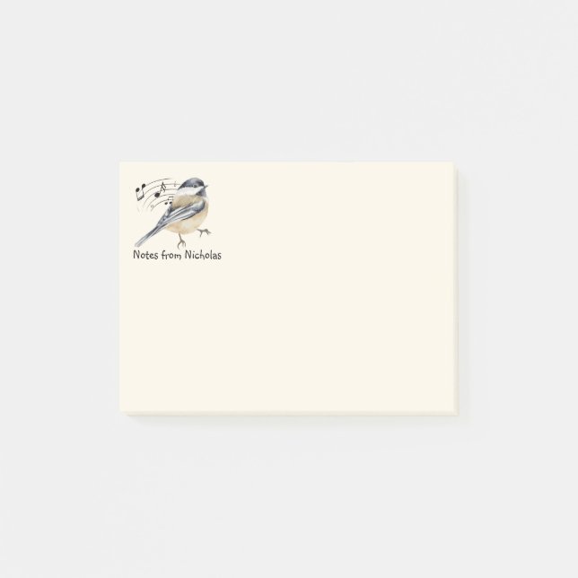 Custom Name Fun Chickadee  Bird Nature Art Post-it Notes (Front)