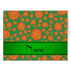 Custom name fun green basketballs green stripe
