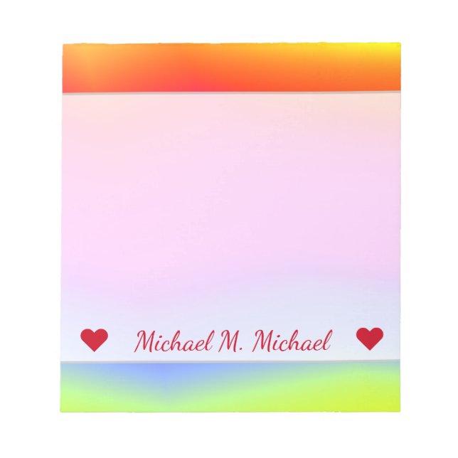 Custom Name; Fun Multicolored Rainbow-Like Pattern Notepad (Front)