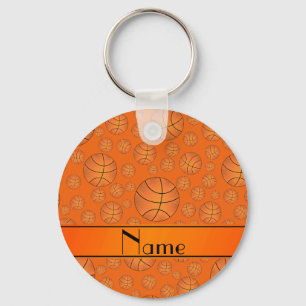 Custom name fun orange basketballs orange stripe keychain