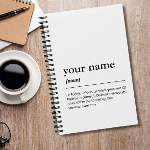 Custom Name Funny Dictionary Definition Modern Notebook