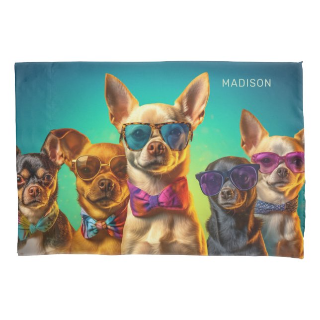 Custom Name Funny Dogs Pillowcase (Front)