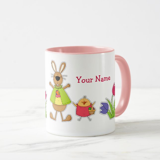 Custom Name Funny Easter Bunny Gift Mugs (Front Right)