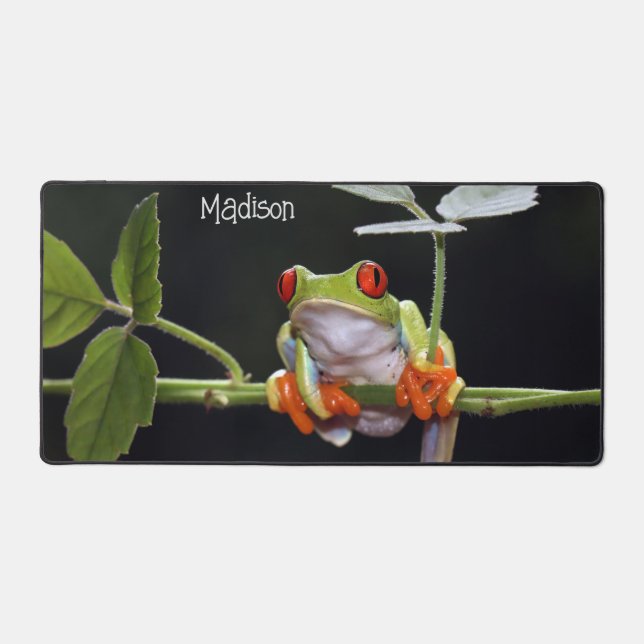 Custom Name Funny Frog Desk Mat (Front)