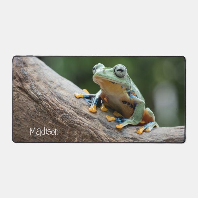 Custom Name Funny Frog Desk Mat (Front)