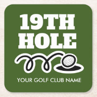 Custom name funny golf club coasters for 19th hole