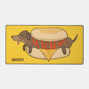 Custom Name Funny Hot Dog Desk Mat