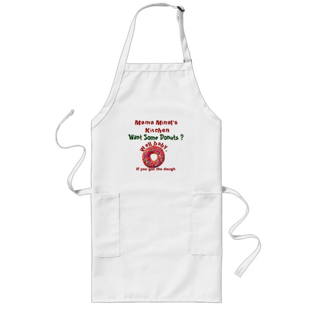 Custom Name Funny Mama Minal's Kitchen Pocket Long Apron (Front)