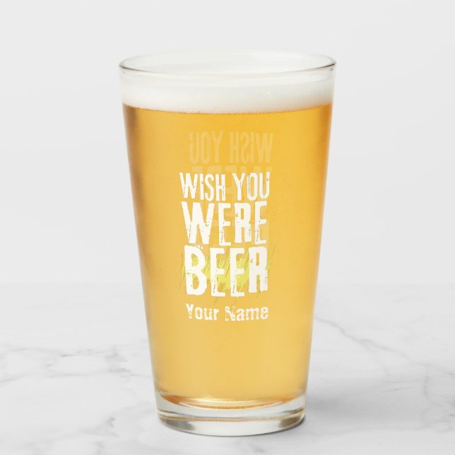 Custom Name Funny Modern Pint Beer  Glass (Front Filled)
