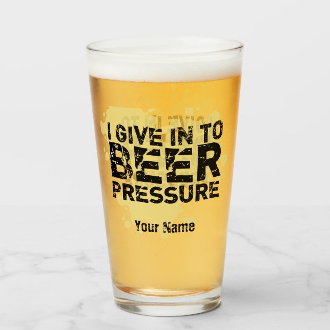 Custom Name Funny Modern Pint Beer  Glass (Front Filled)