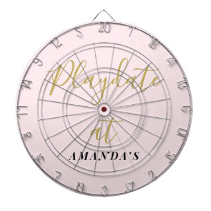 Custom Name Funny Pastel Pink Gold Minimalist Chic Dartboard