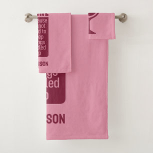 Custom name Funny Wine Quote Bath Towel Set