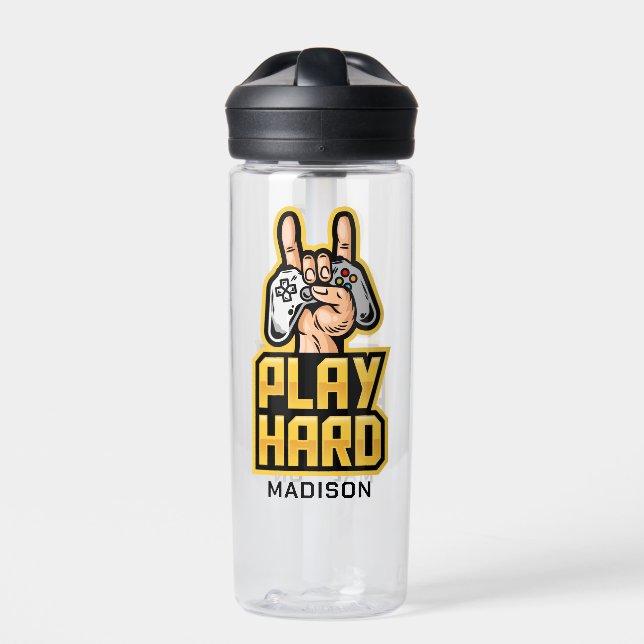 Custom name Gamer Water Bottle (Front)