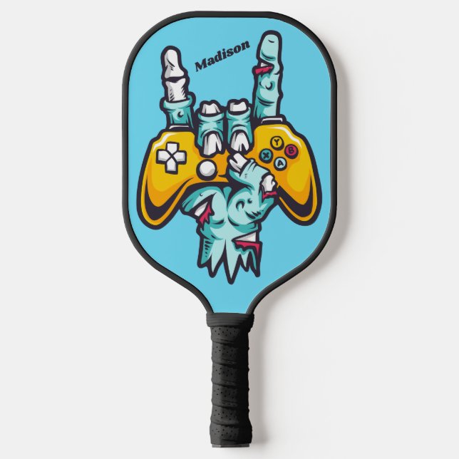 Custom name Gamer Zombie Pickleball Paddle (Front)