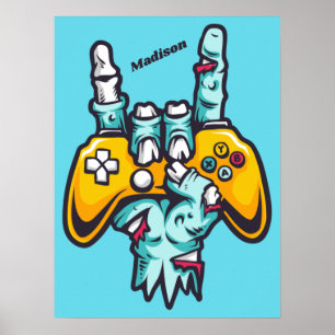 Custom name Gamer Zombie Poster