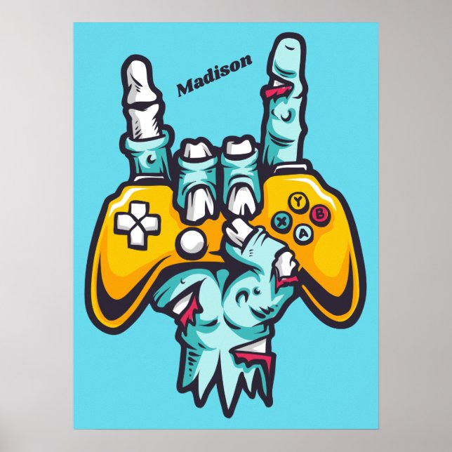 Custom name Gamer Zombie Poster (Front)