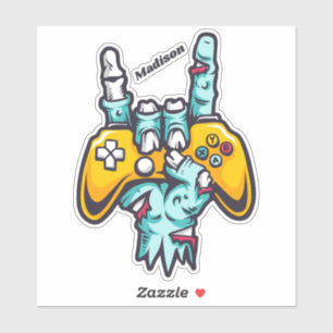 Custom name Gamer Zombie stickers