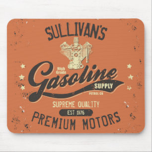 Custom NAME Gasoline Motors Retro Mechanic Garage  Mouse Pad
