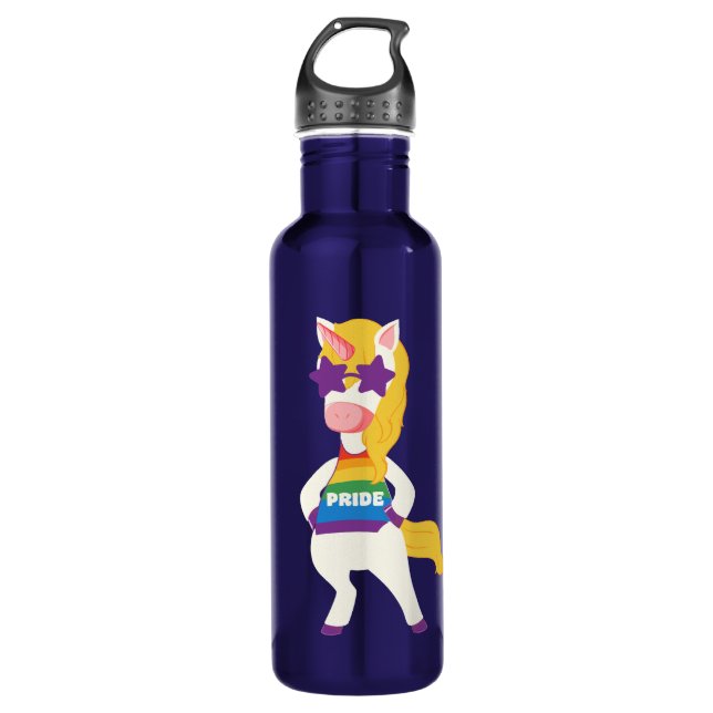 Custom Name Gay Unicorn 710 Ml Water Bottle (Front)