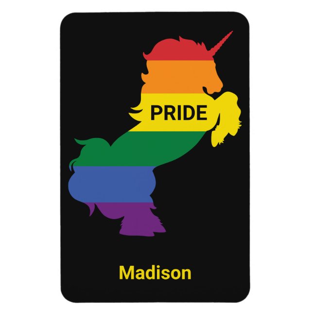 Custom Name Gay Unicorn Magnet (Vertical)