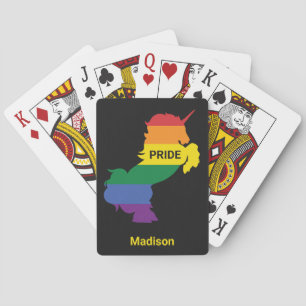 Custom Name Gay Unicorn Playing Cards