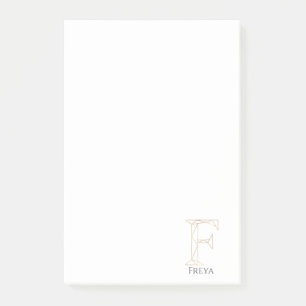 Custom name Geometric Gold Letter F Monogram Post-it Notes