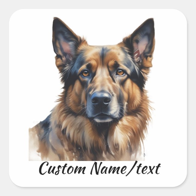 Custom Name German Shepherd Dog Pet Name  Square Sticker (Front)
